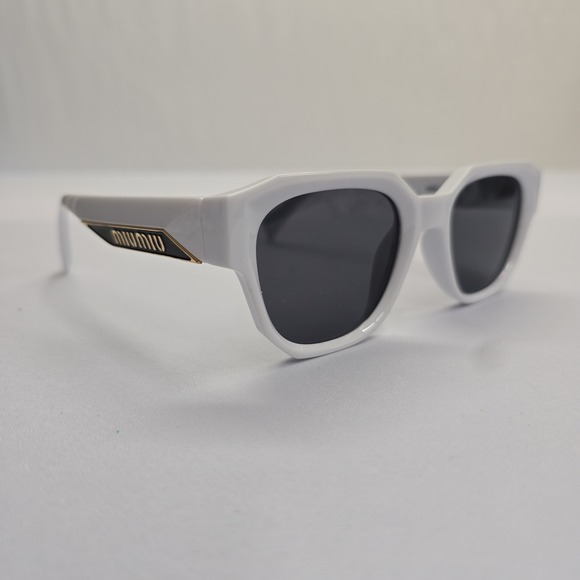 Miu Miu Accessories - Miu Miu White Geometric Sunglasses SMU 09Y Dark Grey Lenses Made in Italy